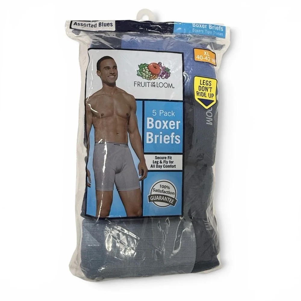 Fruit Of The Loom Mens XL Boxer Briefs 40-42 Secure Fit Leg & Fly 4 Pack - NEW